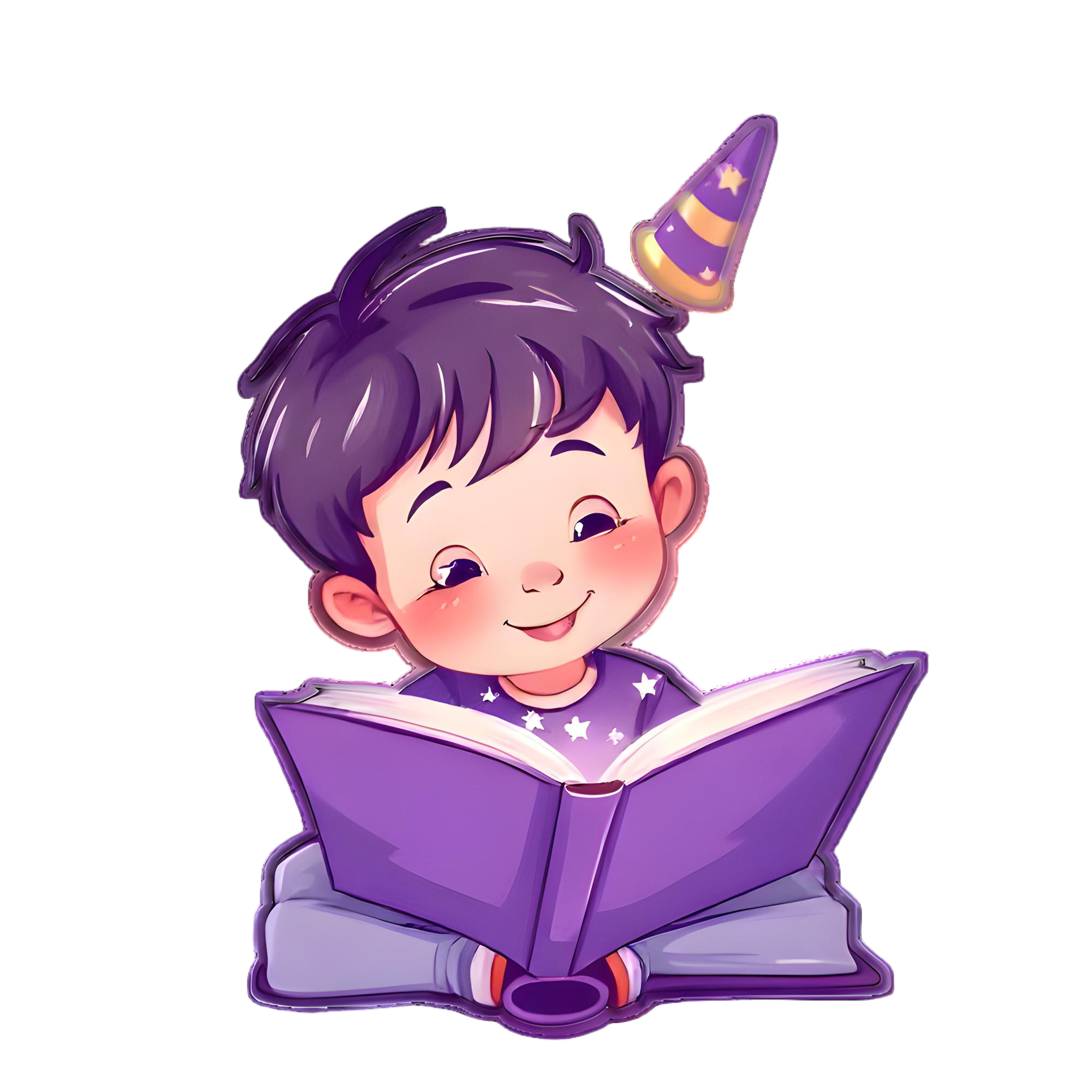 Child reading a magical storybook